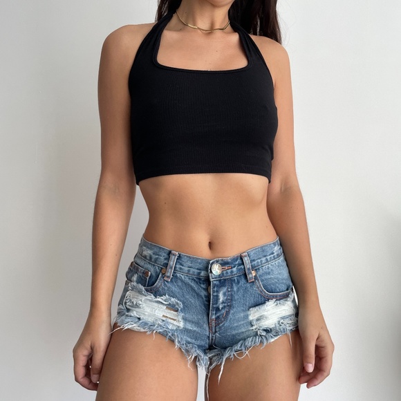 One Teaspoon Pants - One Teaspoon Trash Whores low waist denim jean cutoff shorts
